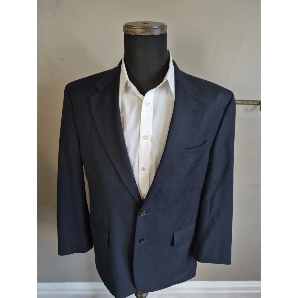 Lauren Ralph Lauren Mens Wool Sports Coat 42R Navy Pinstripe 2 Button Blazer